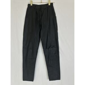 Vintage 80's Leather Trouser Parachute Pants Black Women's Size 7 KOREA Goth Emo